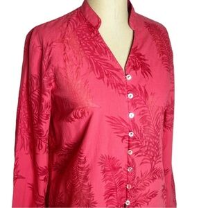 Tommy Bahama Pink lightweight shirt with sheer leaves